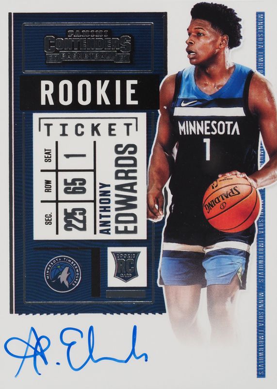 Anthony Edwards 2020 Contenders #105 Rookie Ticket Auto